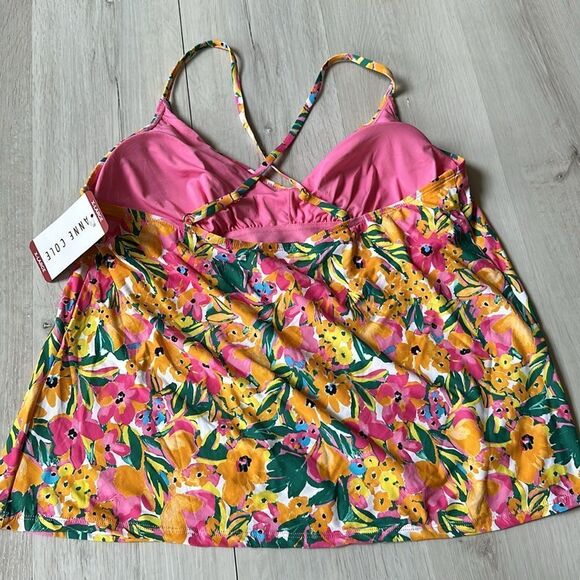 Anne Cole Women's Easy Triangle Tankini Swim‎ Top sz XL Sunshine floral NWT - Picture 7 of 7